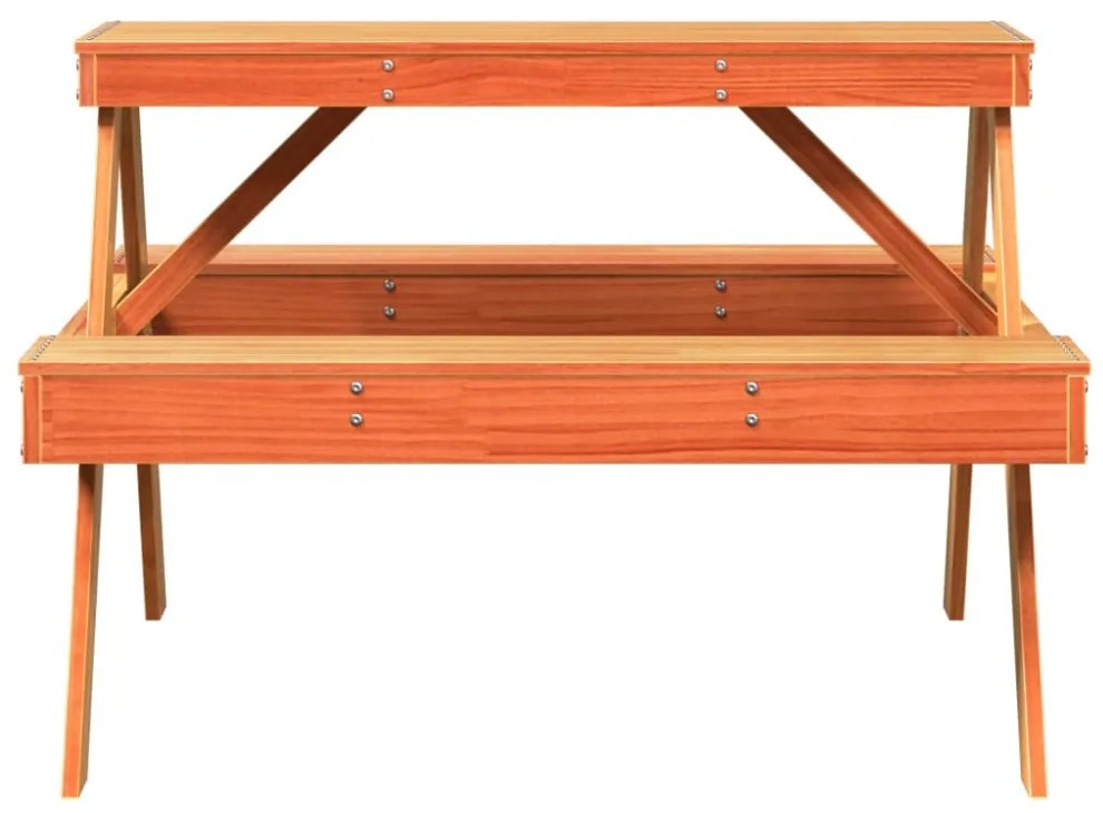 viaszbarna tömör fenyőfa piknik asztal 105 x 134 x 75 cm