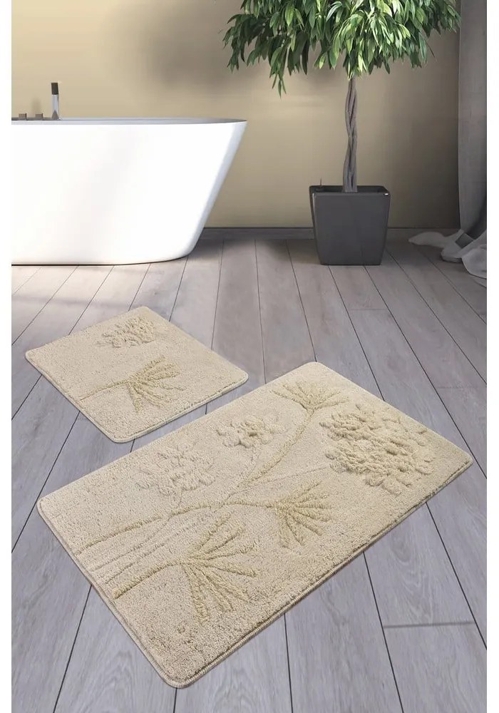 Bézs fürdőszobai kilépő szett 2 db-os 100x60 cm – Foutastic