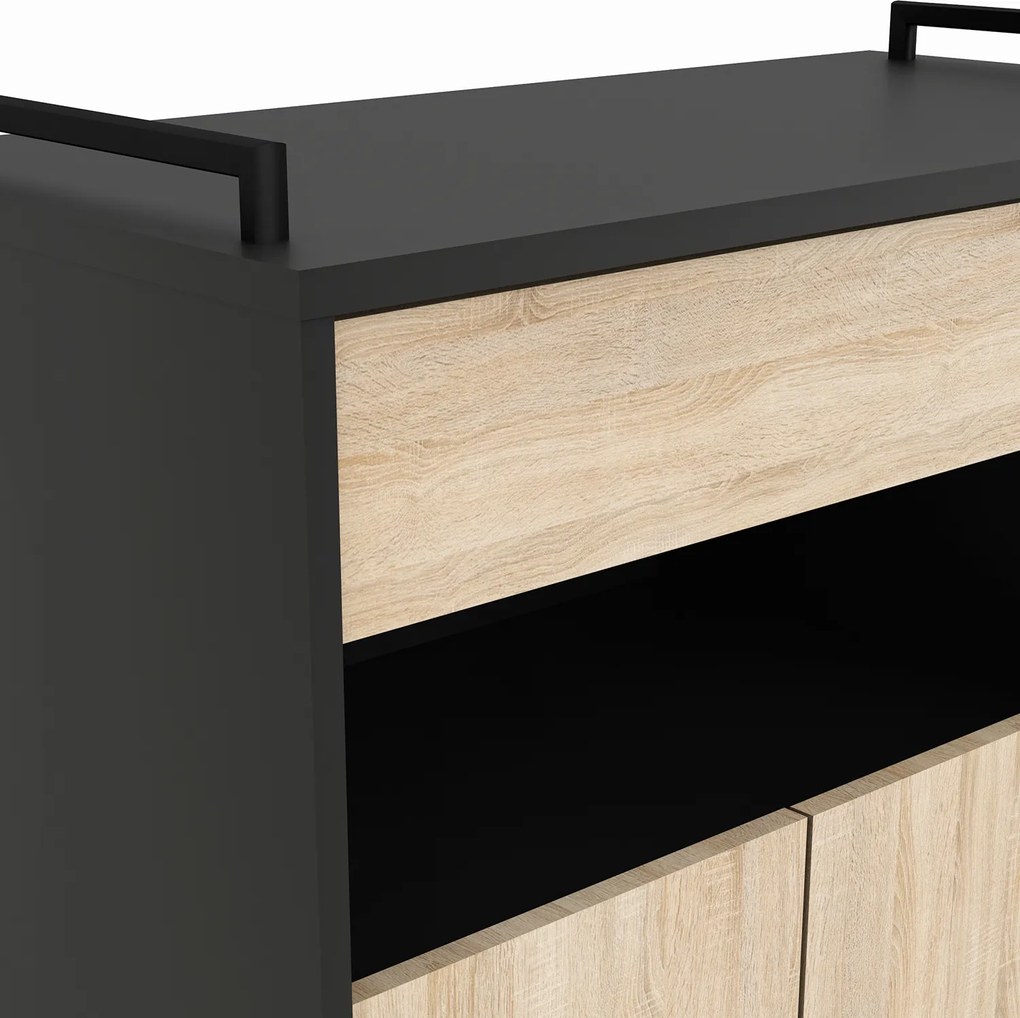 Szekrény mikrohullámú sütőhöz INDUS tölgy / fekete