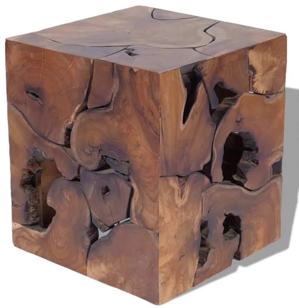 vidaXL tömör tikfa dohányzóasztal / zsámoly