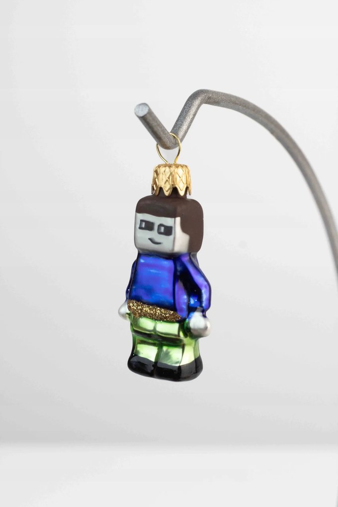 Karácsonyfadísz üvegből Minecraft Steve