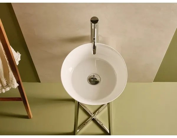 Bathco 4086 - VOLTA ráépíthető mosdó Ø 35 cm porcelán/fehér