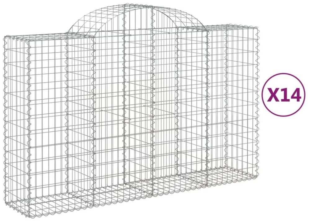 14 db íves horganyzott vas gabion kosár 200x50x120/140 cm
