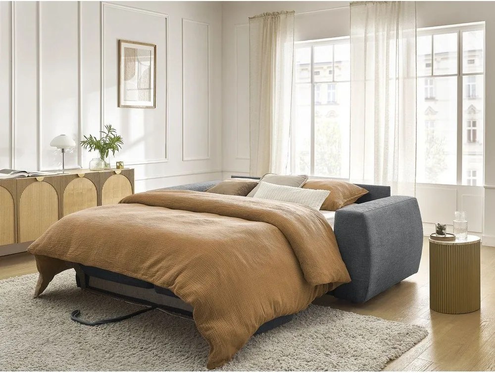 Sötétszürke zsenília kanapé mindennapos alvásra-kinyitható 240 cm Hugo – Bobochic Paris