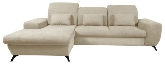 ALTA balos kivitelű, ággyá nyitható L-alakú kárpitozott sarokülőgarnitúra tárolóval, bézs