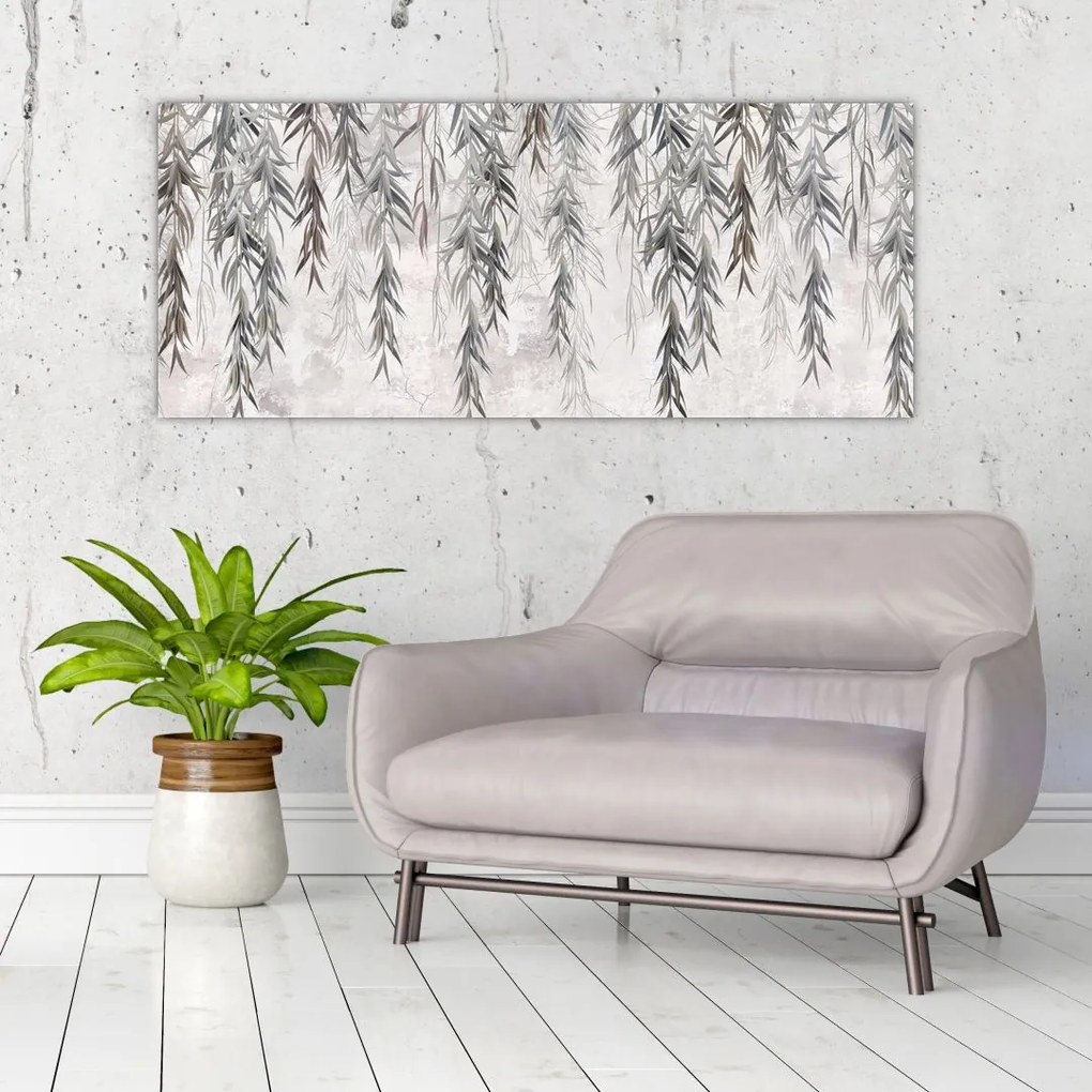 Kép - Fűzfa gallyak szürke vakolatban (120x50 cm)