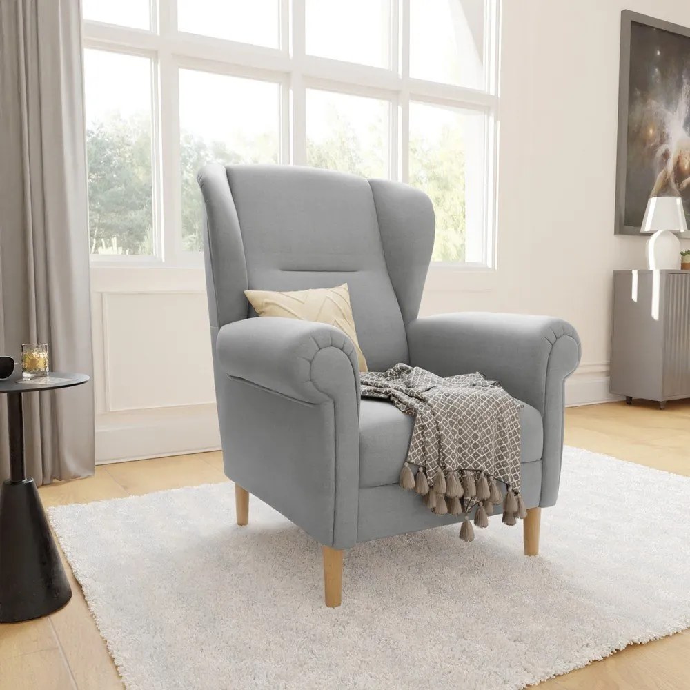 Világosszürke füles fotel Swan – Ropez