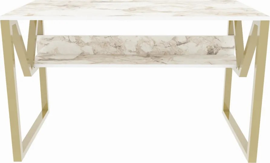 Lona íróasztal, fehér-arany, 120 cm