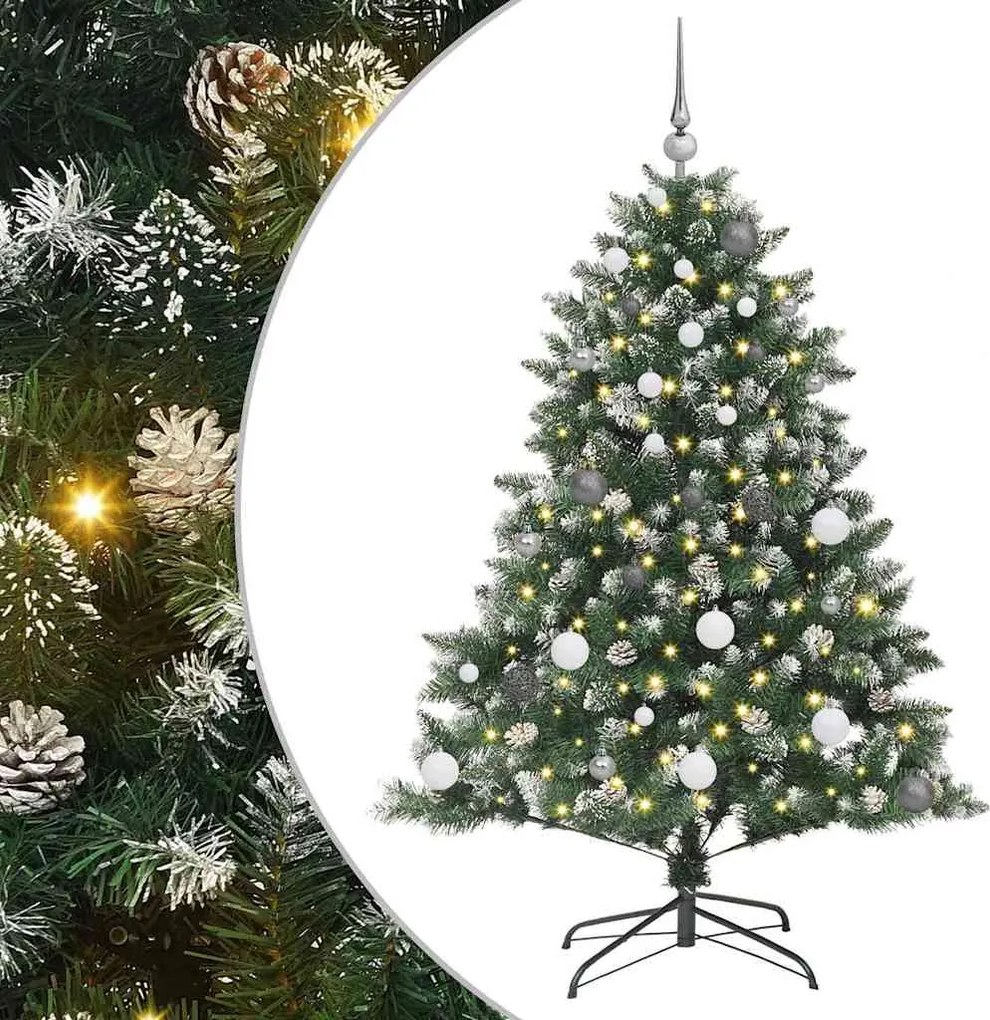 vidaXL Mű karácsonyfa 150 LED-del Zöld 150 cm PVC és Műanyag és Acél