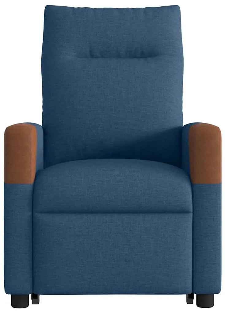 kék szövet felállást segítő dönthető masszázsfotel