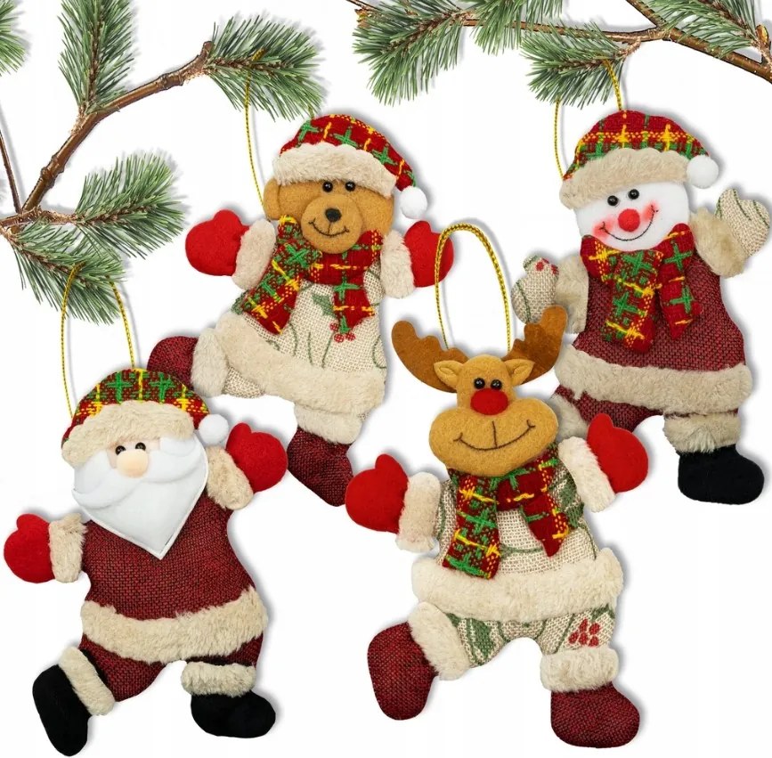 Karácsonyfa Medálok Karácsonyi Szett Rénszarvas mackó Mikulás hóember Díszek