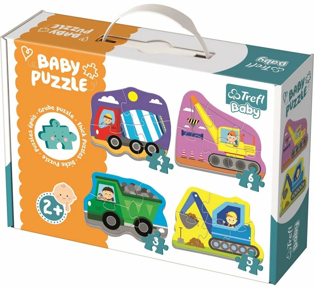 Trefl Baby puzzle Építőipari járművek, 4 az 1-ben, 3, 4,5, 6 részes