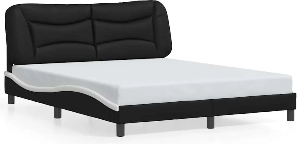 vidaXL fekete és fehér műbőr ágykeret matrac nélkül Hvar 160 x 200 cm