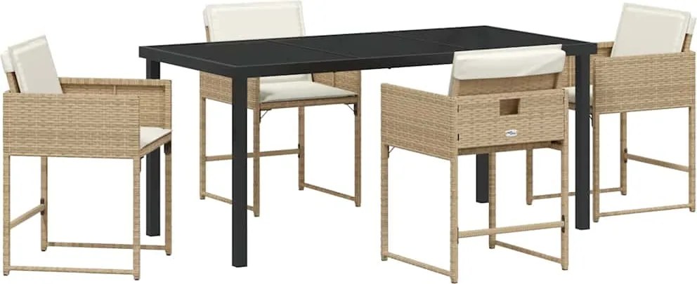 vidaXL Kert étkező szett 5 pcs Bézs polirattan