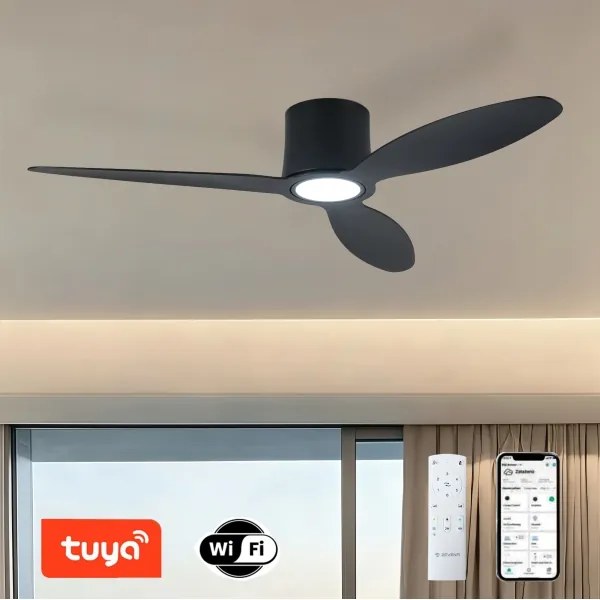 ZEVENTI - LED mennyezeti ventilátor VENTORA LED/24W/230V Wi-Fi Tuya fekete + távirányító