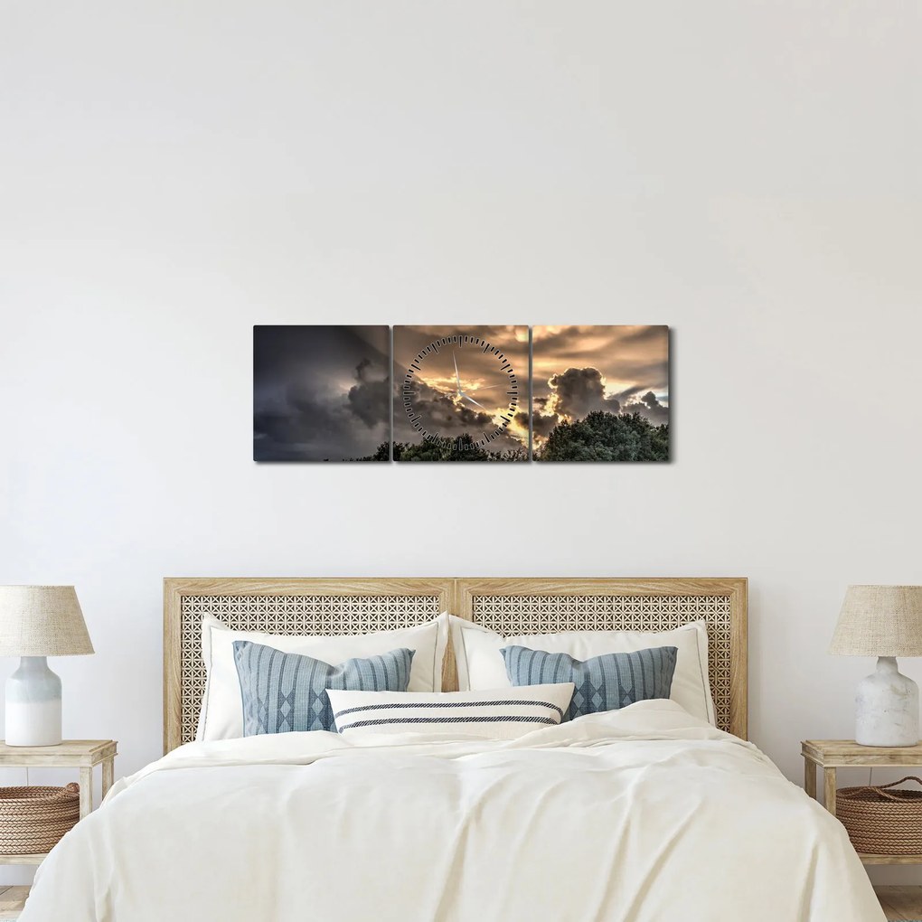 A felhők és az erdő képe (órával) (90x30 cm)