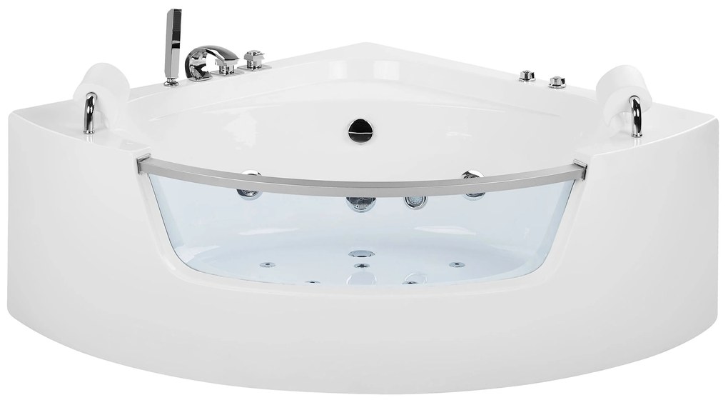 Fehér whirlpool masszázskád LED világítással 187 x 136 cm MANGLE Beliani