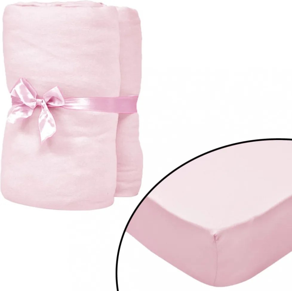 4 db rózsaszín dzsörzé matrachuzat gyerekágyhoz 40 x 80 cm