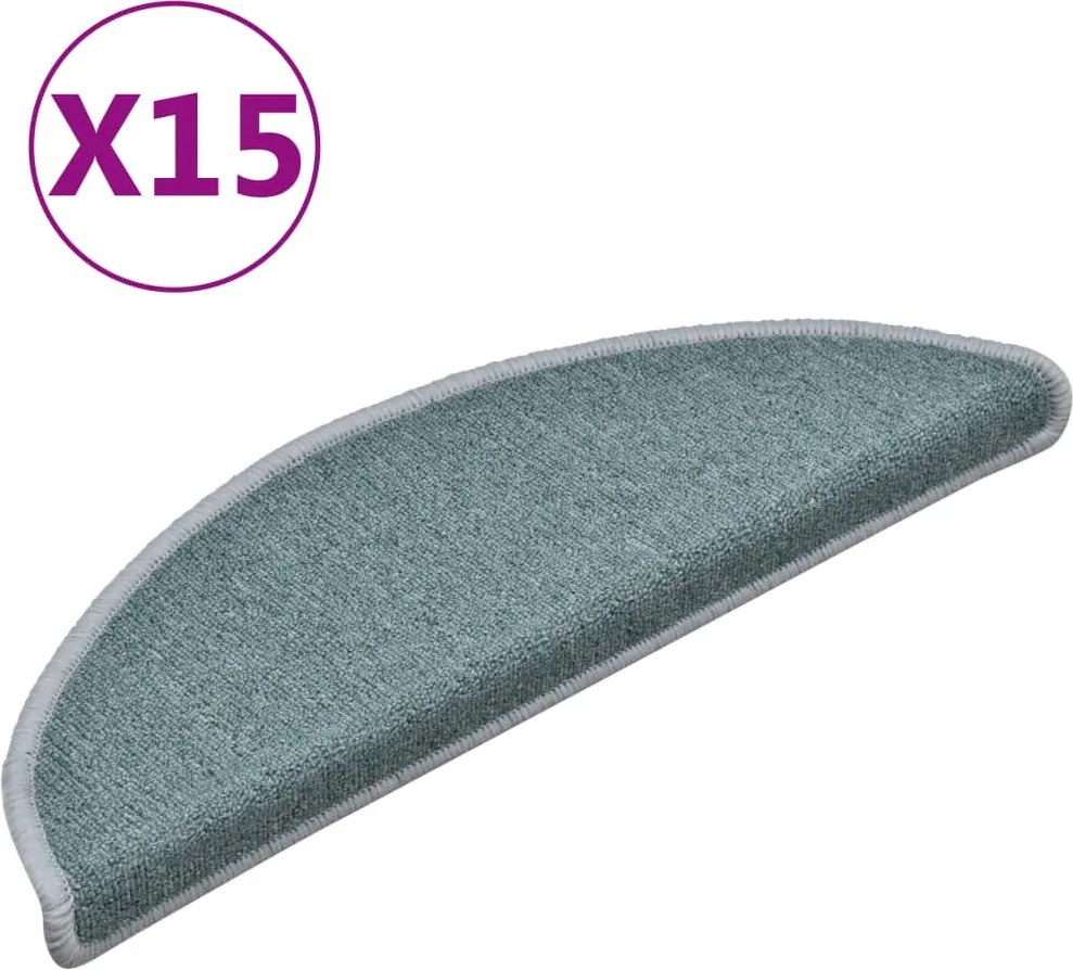 vidaXL 15 db lépcsőszőnyeg 56 x 17 x 3 cm tengerkék félkör alakú