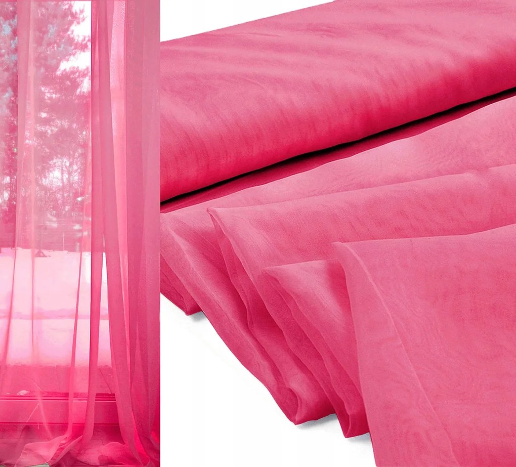 Sima voile függöny méterben, 300 cm magas, sötét rózsaszín