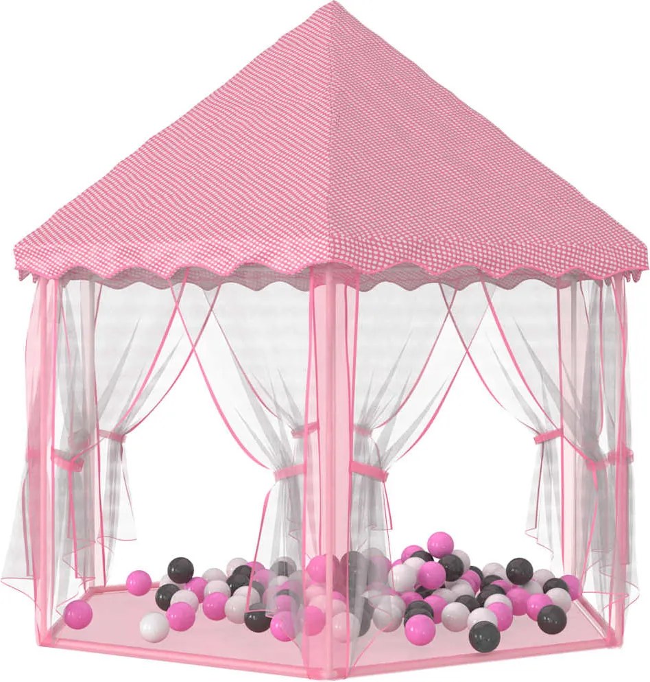 vidaXL rózsaszínű hercegnős játszósátor 250 labdával 133 x 140 cm