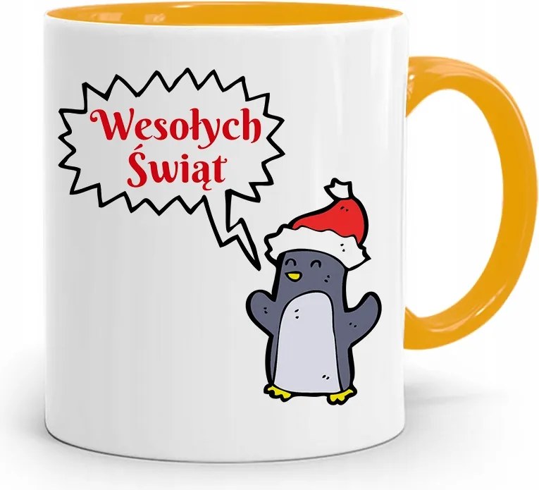 Sárga Karácsonyi Bögre Mikulásra, fényképes nyomtatással