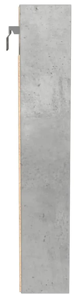 betonszürke szerelt fa vitrinszekrény 100 x 8,5 x 50 cm