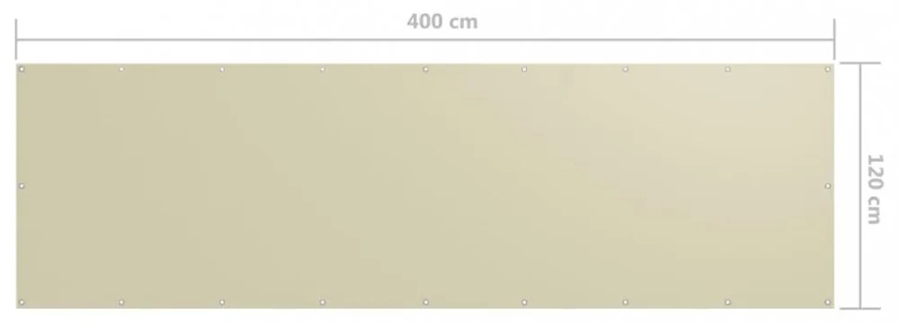 krémszínű oxford-szövet erkélynapellenző 120 x 400 cm