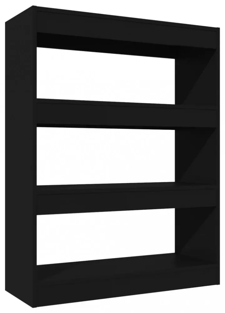 fekete szerelt fa könyvszekrény/térelválasztó 80 x 30 x 103 cm