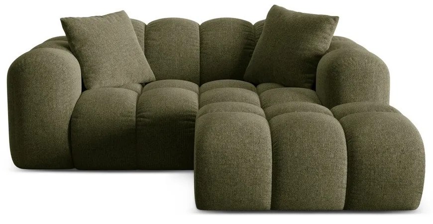 Zöld zsenília sarokkanapé (jobb oldali-heverő résszel) Treno – Cosmopolitan Design