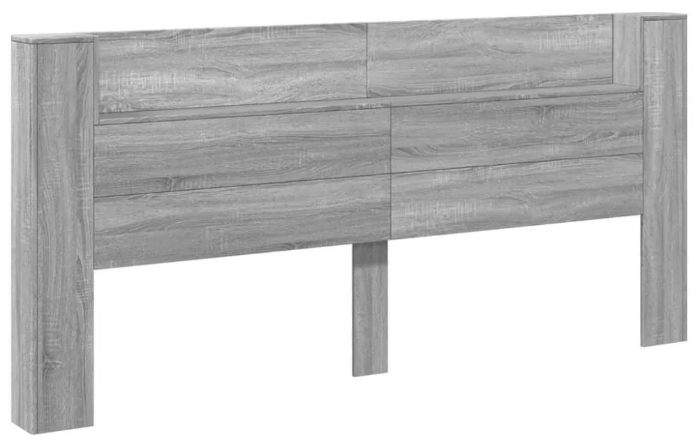 szürke sonoma színű áthidalószekrény LED-ekkel 220x16,5x103,5cm