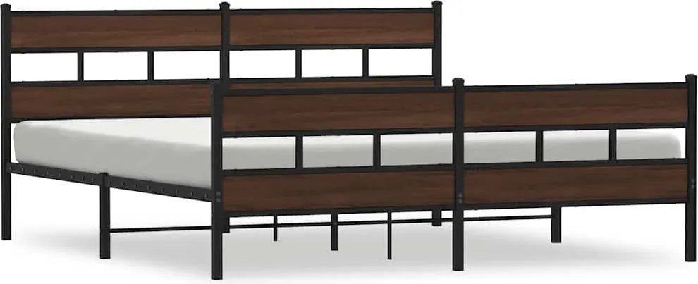 vidaXL barna tölgy színű fém ágykeret matrac nélkül 183 x 213 cm