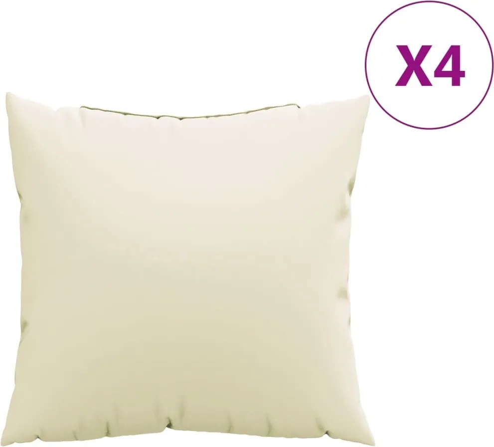 vidaXL 4 db krémszínű szövet kanapépárna 60 x 60 cm