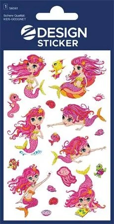 Matrica, fólia, 1 ív, 76x120 mm, AVERY ZWECKFORM, Z-Design No.56061, hableány (AY56061)