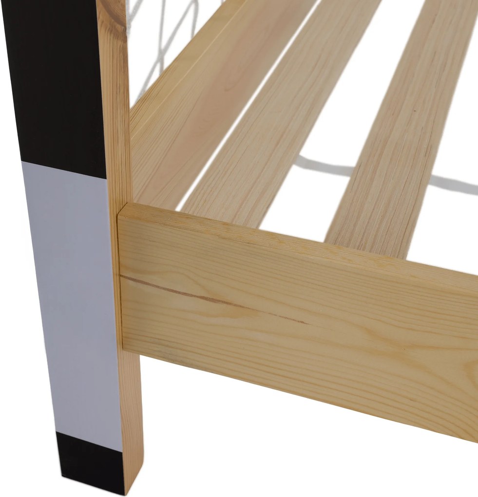 Montessori ágy, természetes/fehér/fekete, 90x200, FUTAL