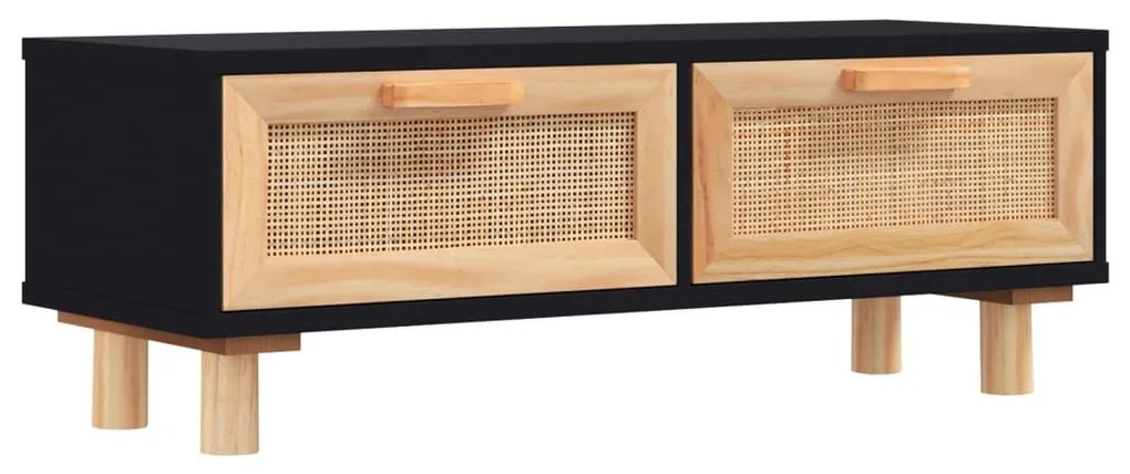 Fekete szerelt fa és tömör fenyőfa dohányzóasztal 80x40x30 cm