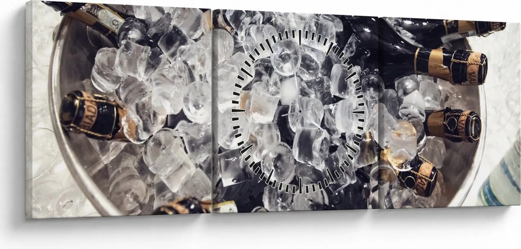 Kép - pezsgő a jégben (órával) (90x30 cm)