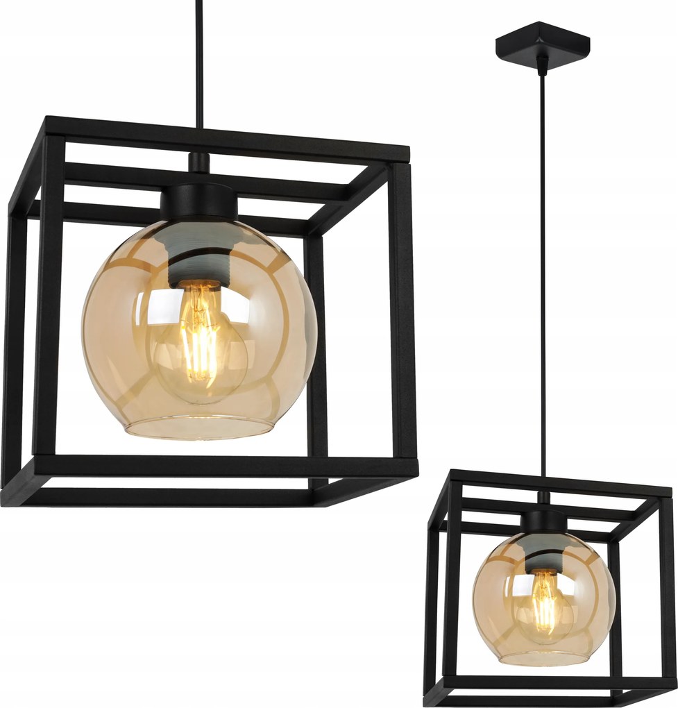 Mennyezeti Lámpa Lógó Csillár Ketrec Elegáns Üveg Gömb Méz