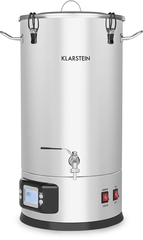 Klarstein Maischfest 25, sörfőző üst, 5 részes, 25 l, 1500 W/ 3000 W, érintős LCD, rozsdamentes acél