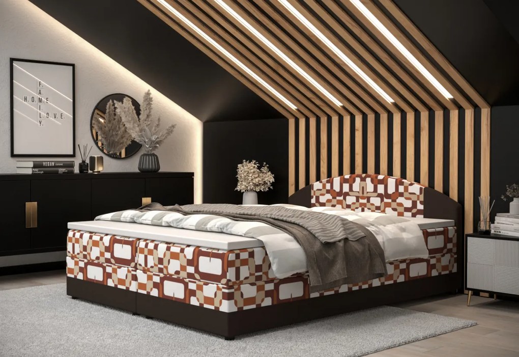 ORAN kárpitozott boxspring ágy, 140x200, damir 3/rainbow 15