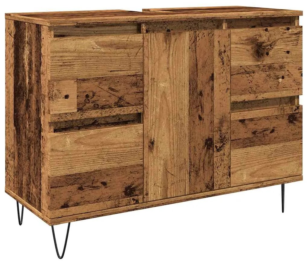 Antik fa színű szerelt fa mosdószekrény 80 x 33 x 60 cm