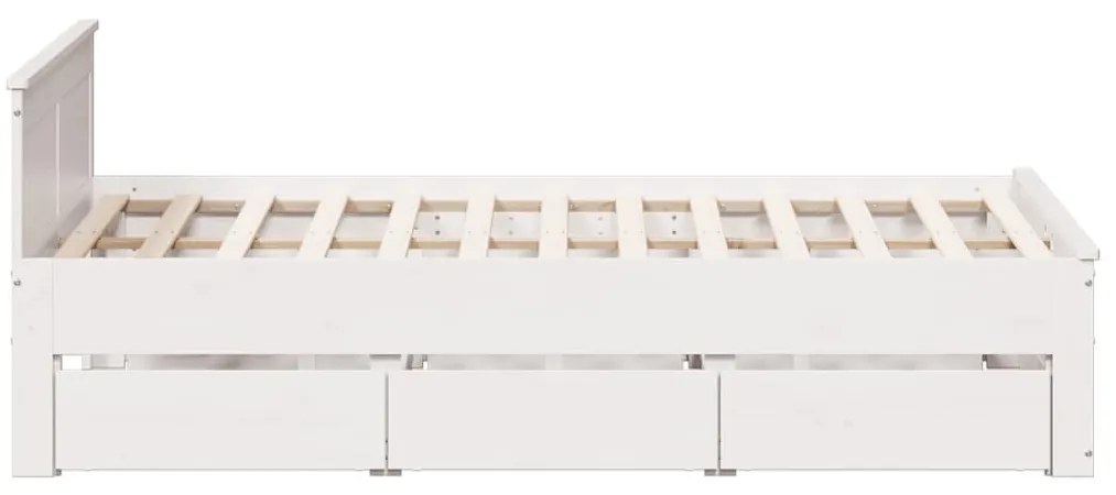 fehér tömör fenyőfa fejtámlás ágykeret matrac nélkül 160x200 cm