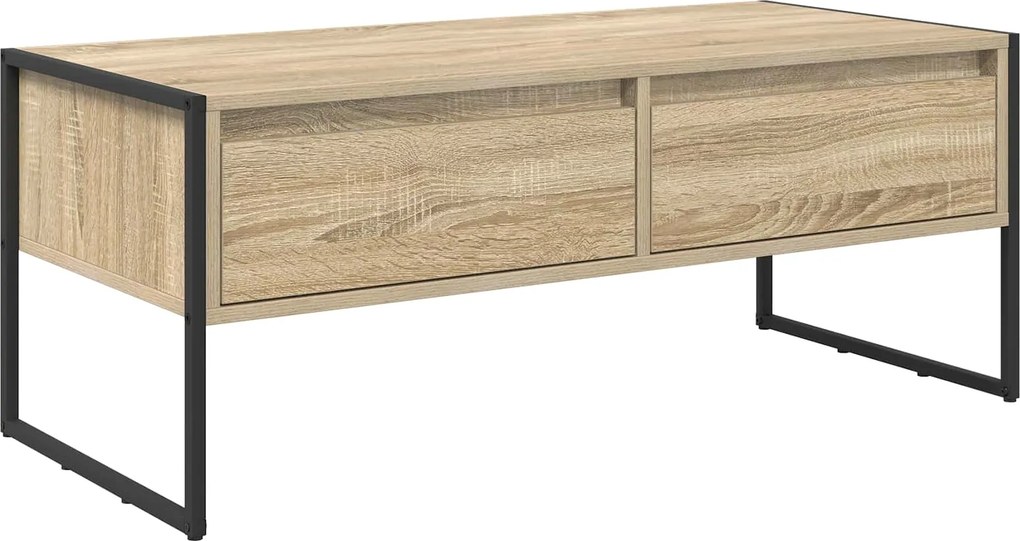 vidaXL Dohányzóasztal fiókkal Sonoma 100 x 46 x 40 cm Faanyag