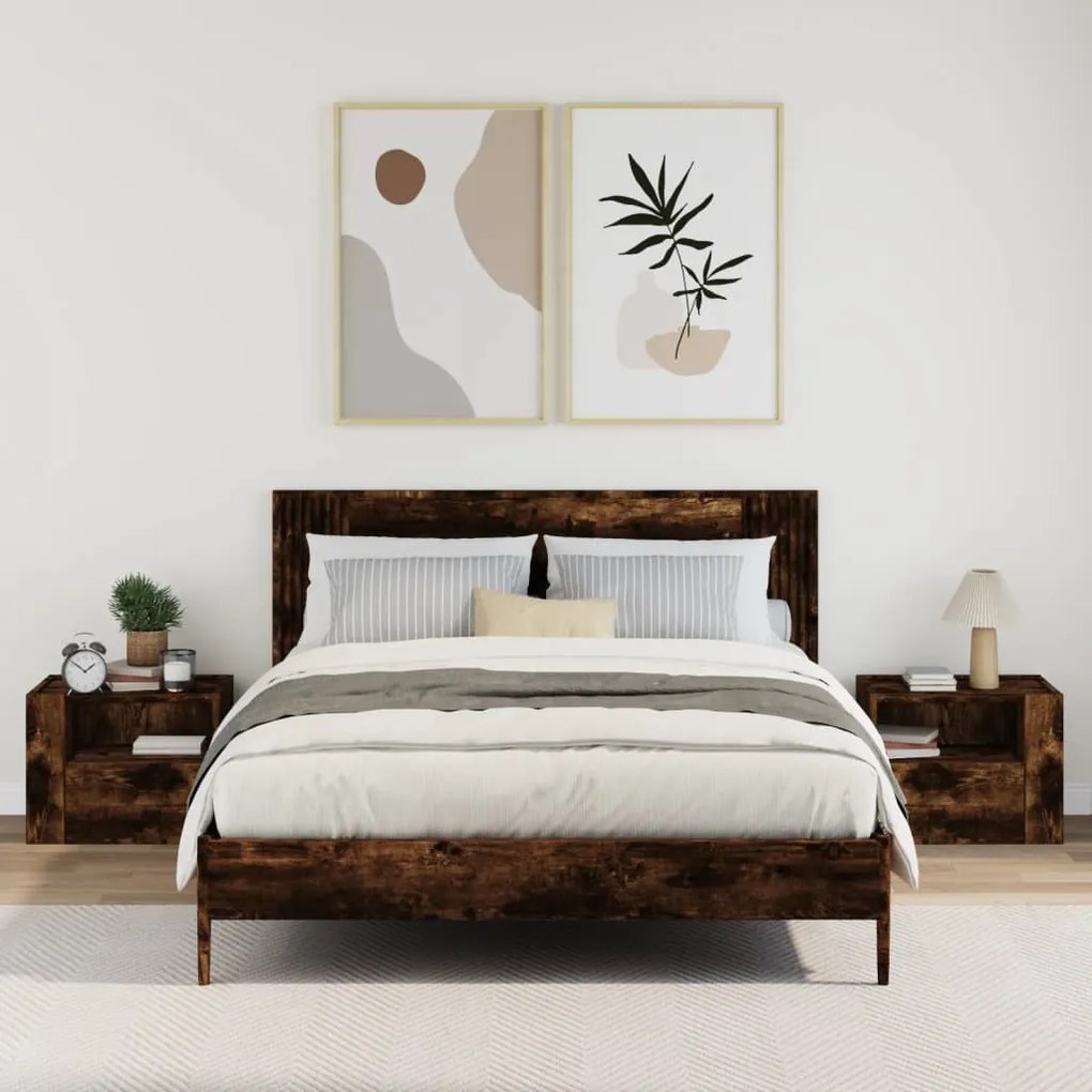 2db füstös tölgy színű fali éjjeliszekrény 45 x 30 x 35 cm