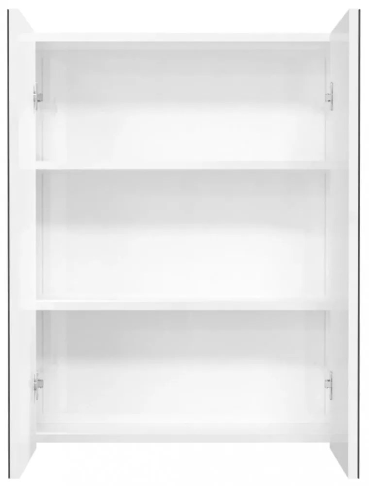 fényes fehér MDF tükrös fürdőszobaszekrény 60 x 15 x 75 cm