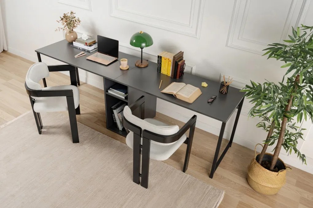 Twin Study Desk - antracit/fekete íróasztal