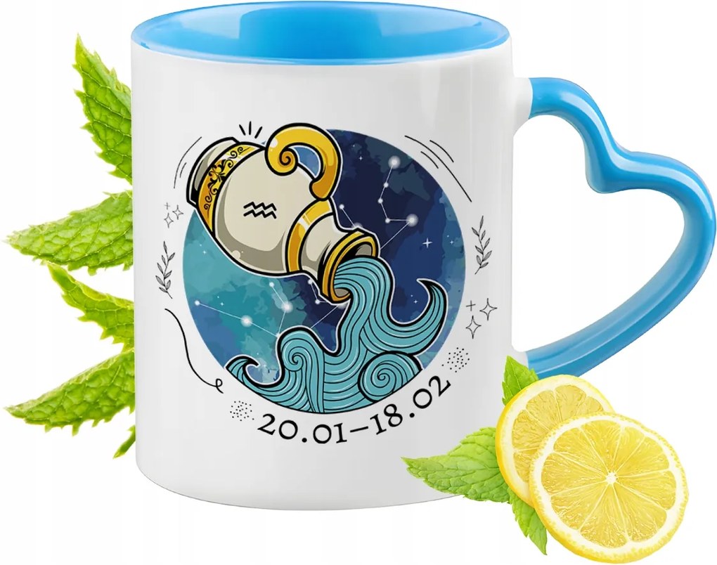 Zodiákus Kék Bögre Szív Alakú Füllel Ajándék