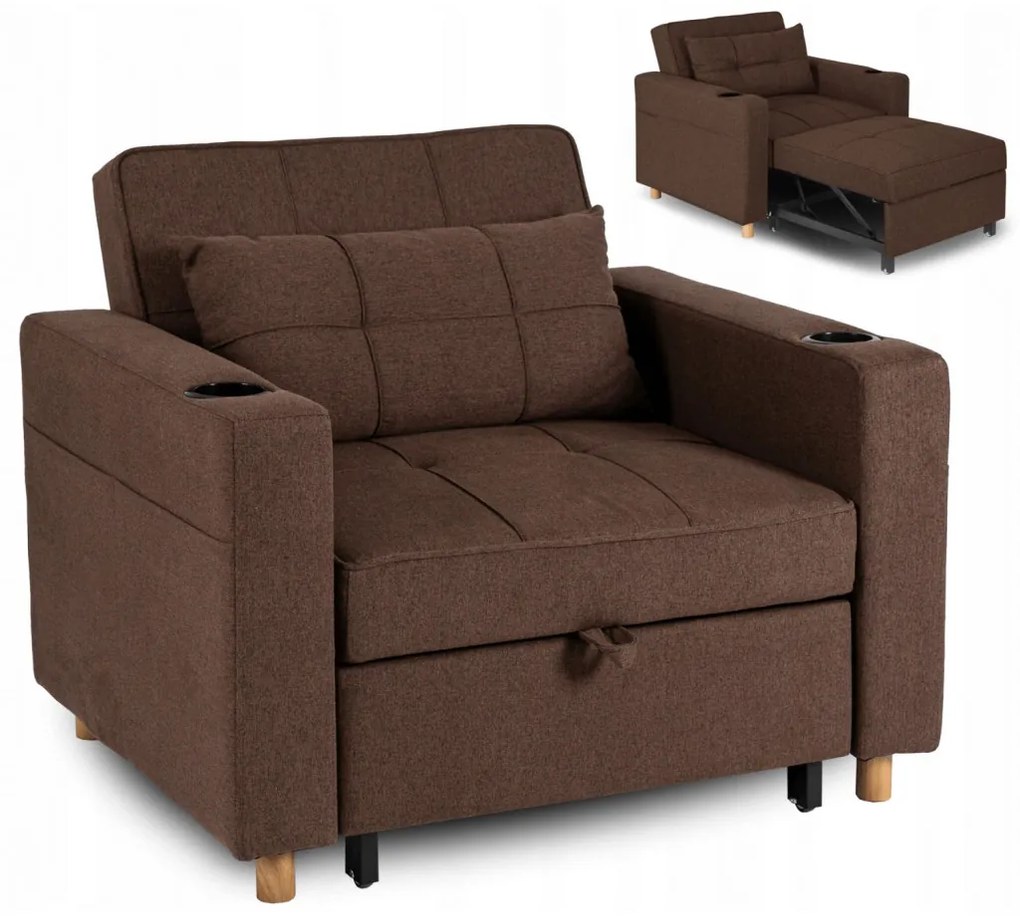 Fotel Rozkładany SOLOR Brązowy