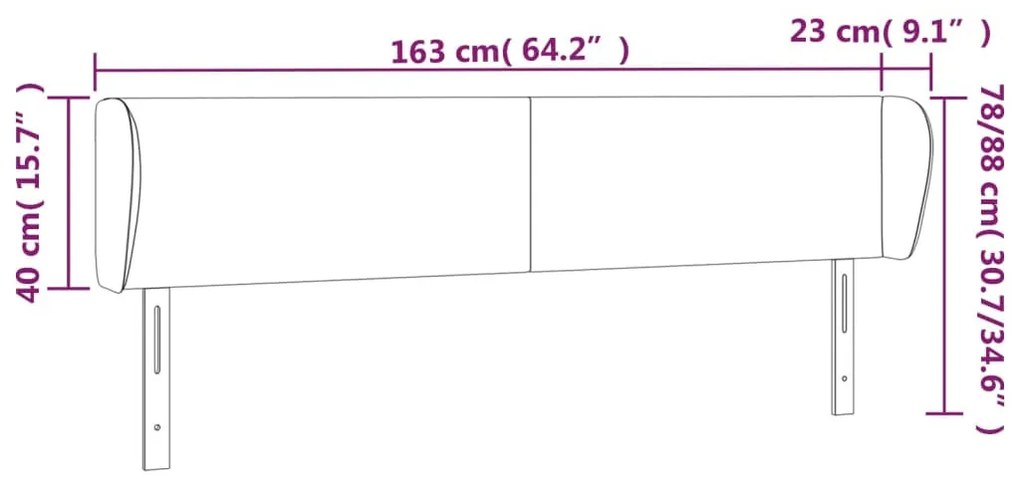 tópszínű szövet fejtámla 163x23x78/88 cm
