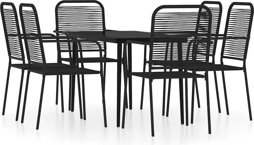 vidaXL 7 részes fekete kerti étkezőgarnitúra